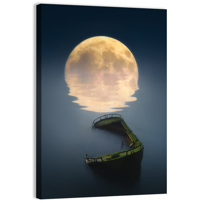 Moonlit Shipwreck Reflection Wall Art