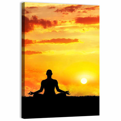 Sunset Yoga Meditation Silhouette Wall Art