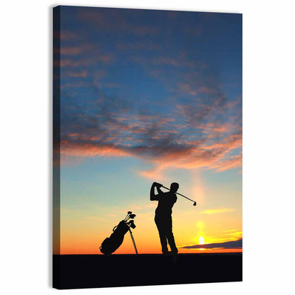 Sunset Golfer Silhouette Wall Art