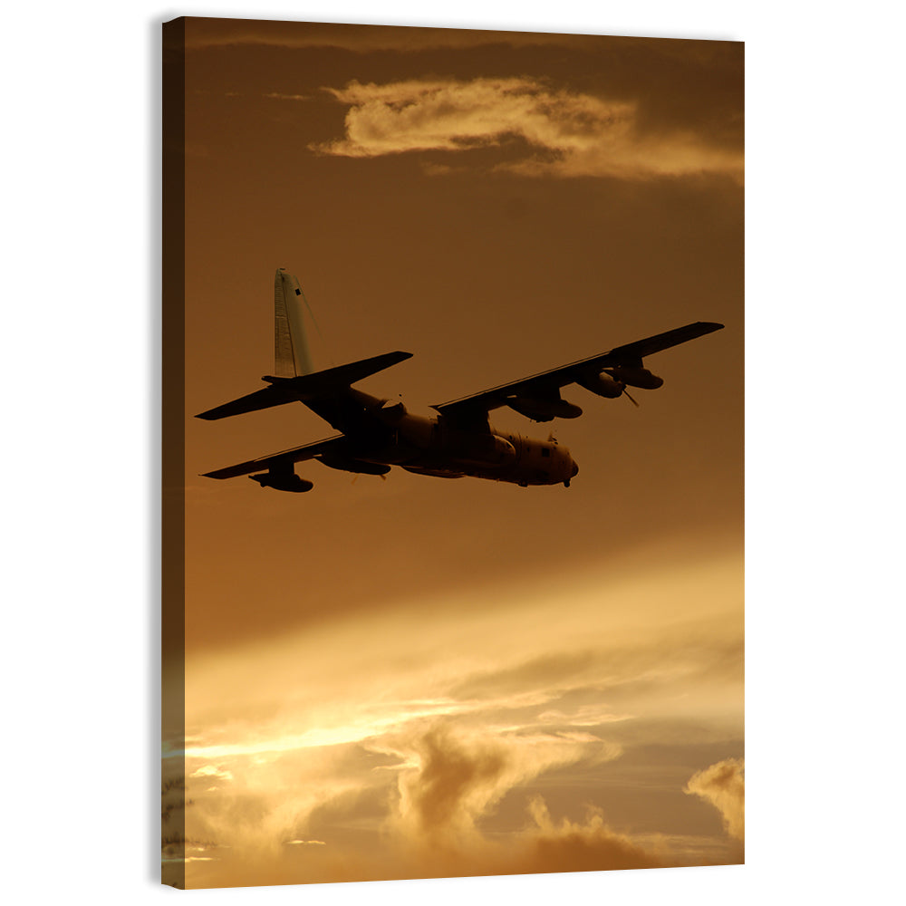 Turboprop Military Transport Silhouette Wall Art