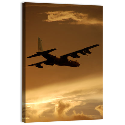 Turboprop Military Transport Silhouette Wall Art