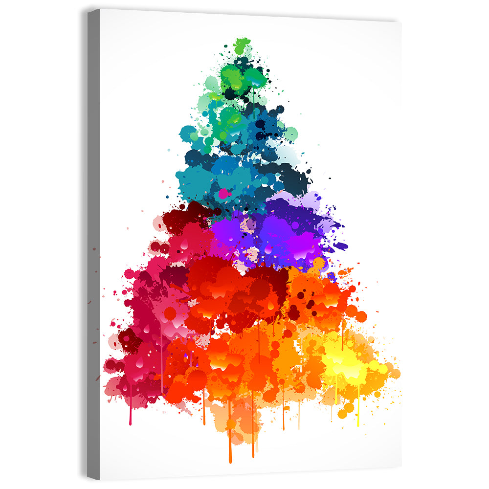 Watercolor Rainbow Christmas Tree Wall Art