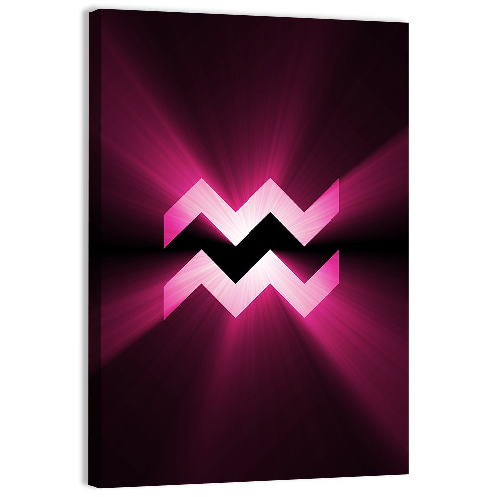 Magenta Aquarius Symbol Wall Art