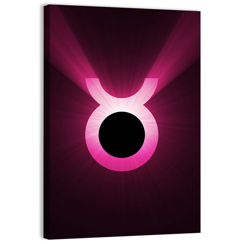 Glowing Pink Taurus Symbol Wall Art