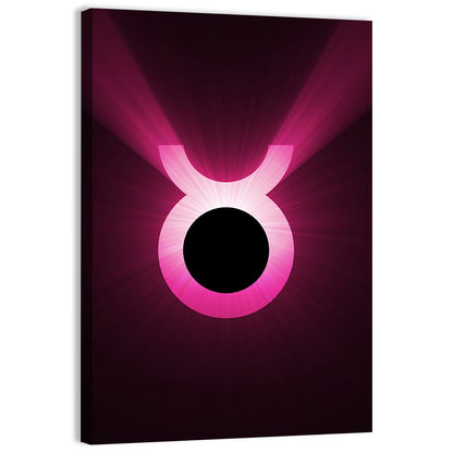 Glowing Pink Taurus Symbol Wall Art
