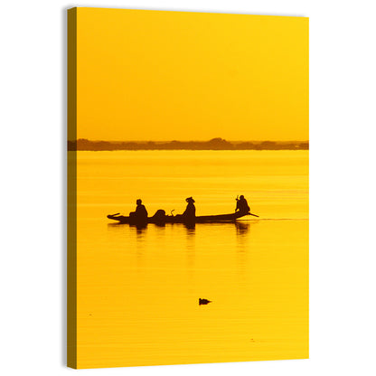 Pirogue at Golden Dusk Wall Art
