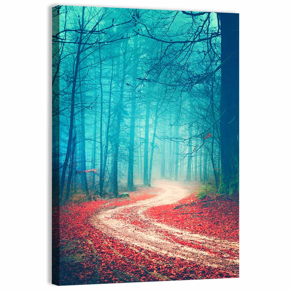 Misty Vintage Forest Road Wall Art