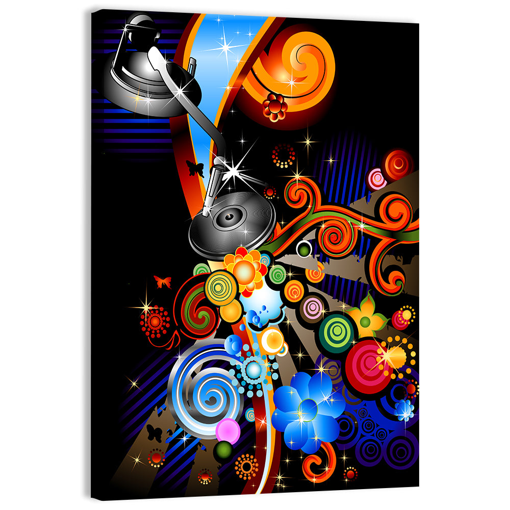Psychedelic Turntable Illustration Wall Art
