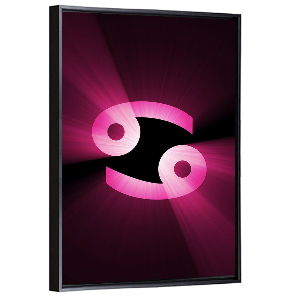 Glowing Pink Cancer Symbol Wall Art