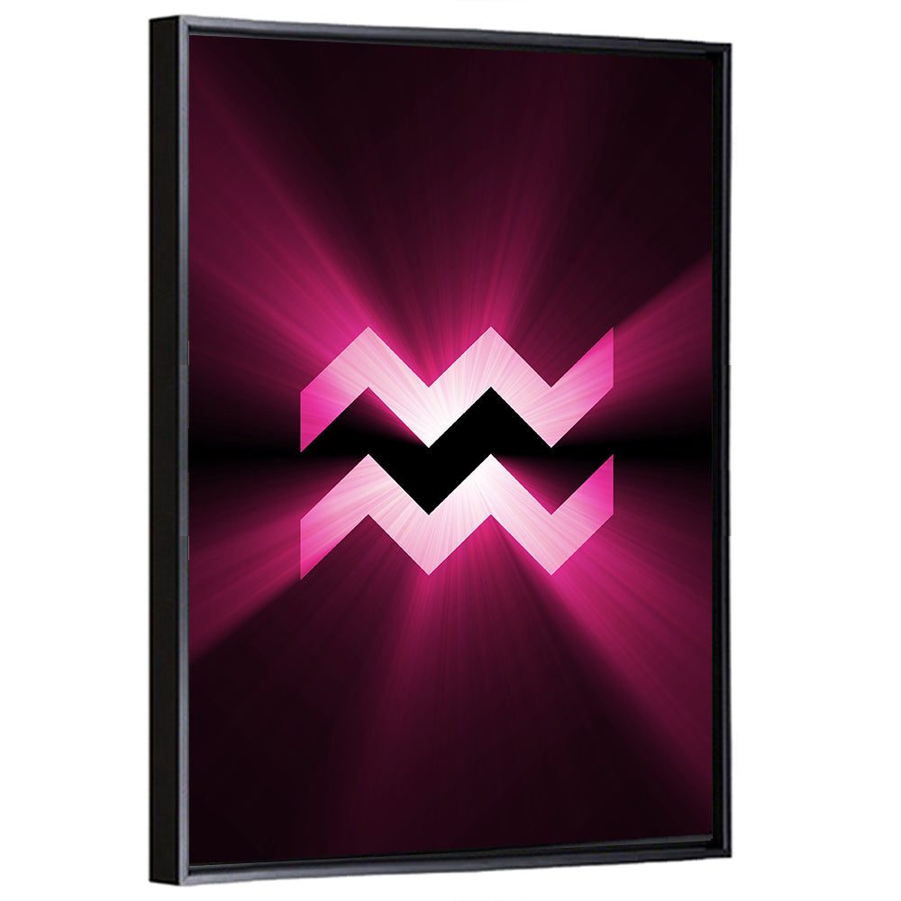 Magenta Aquarius Symbol Wall Art