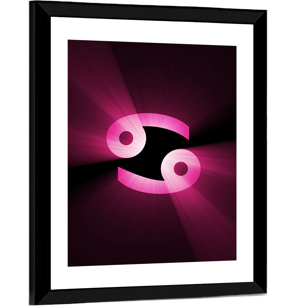 Glowing Pink Cancer Symbol Wall Art