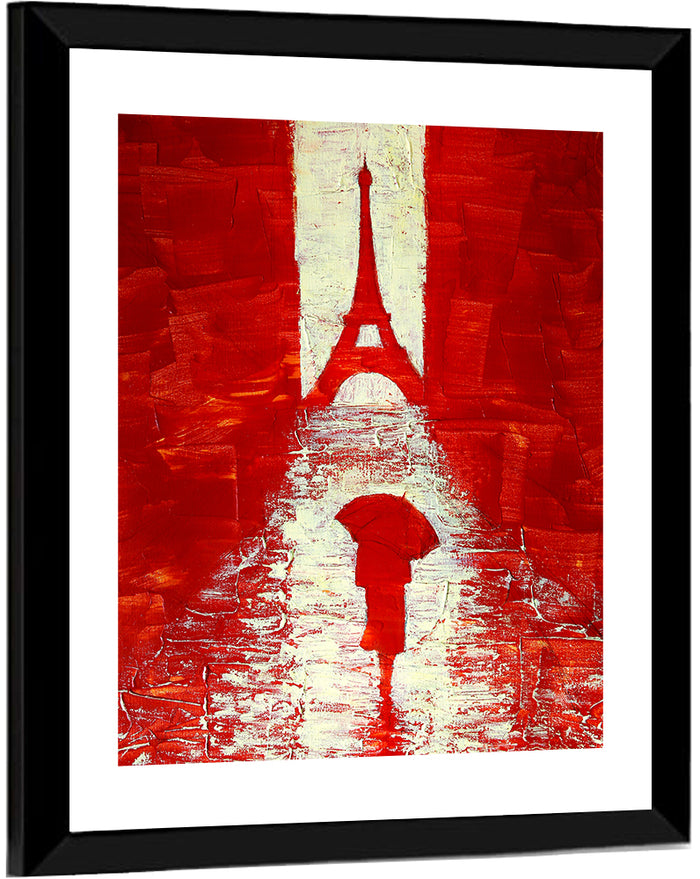 Rainy Paris Eiffel Tower Wall Art as a framed print
