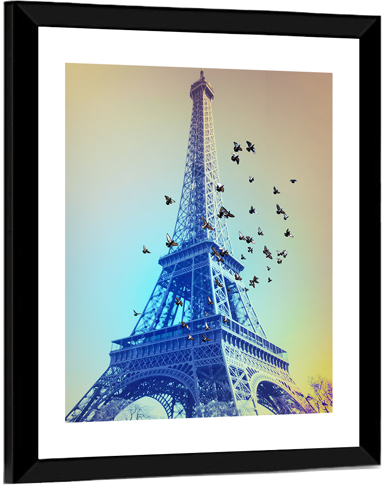 Retro Eiffel Tower Illustration Wall Art
