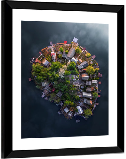 Aerial View of Lake Kavicsos Island Wall Art