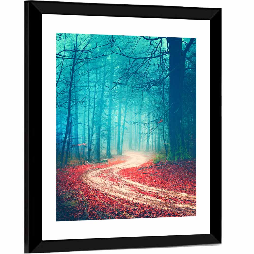 Misty Vintage Forest Road Wall Art
