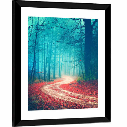 Misty Vintage Forest Road Wall Art