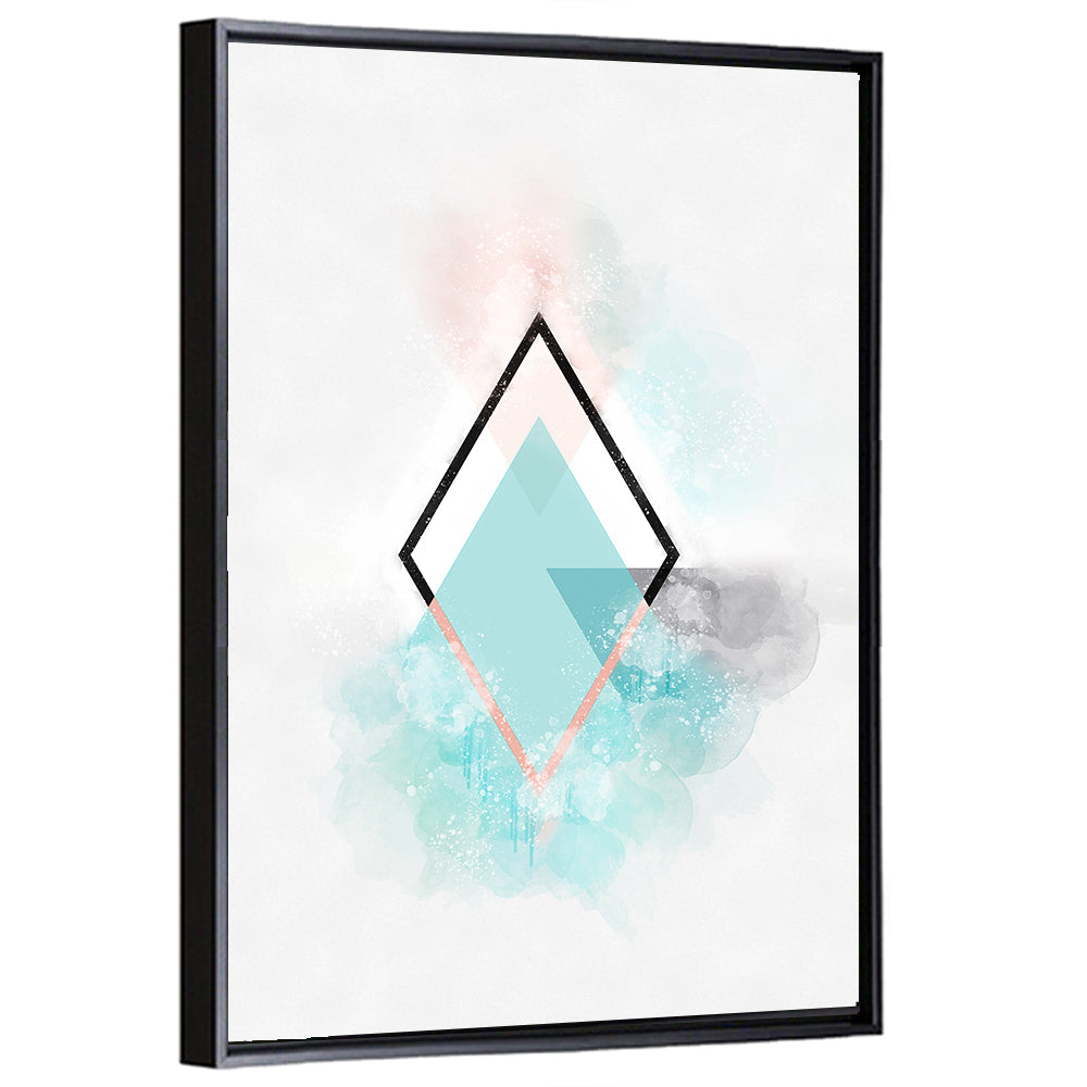 Teal Diamond Minimalist Geometry Wall Art