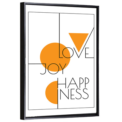 Love Joy Happiness Geometric Typography Wall Art