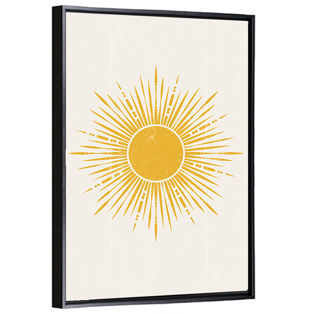 Golden Sunburst Boho Minimalist Wall Art