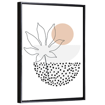 Palm Leaf with Peach Circle Illustration Wall Art