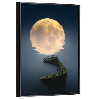 Moonlit Shipwreck Reflection Wall Art
