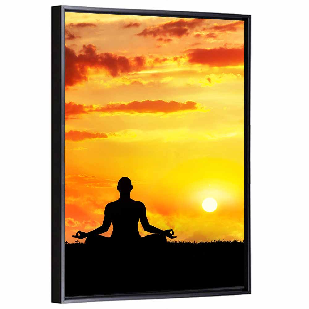 Sunset Yoga Meditation Silhouette Wall Art