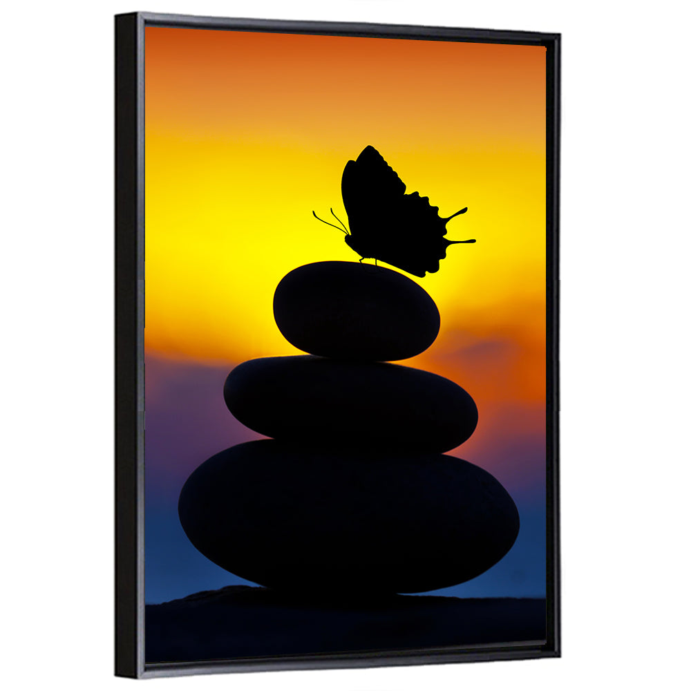Stacked Spa Stones with Butterfly Wall Art