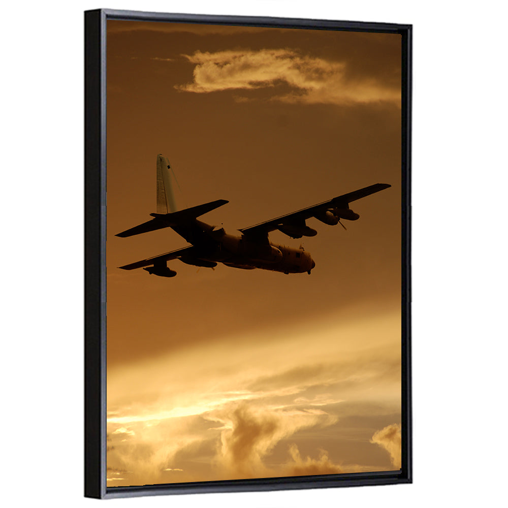 Turboprop Military Transport Silhouette Wall Art
