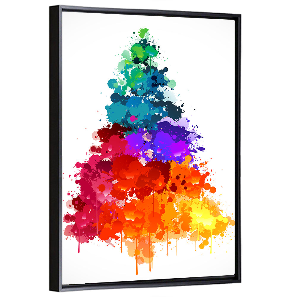 Watercolor Rainbow Christmas Tree Wall Art