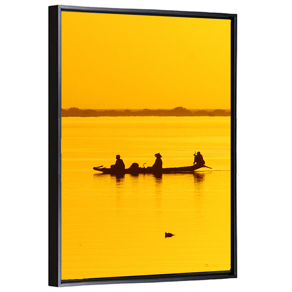 Pirogue at Golden Dusk Wall Art