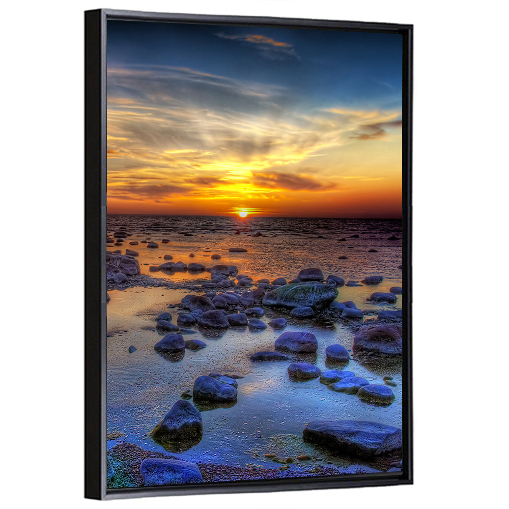Sea Stones at Sunset Wall Art