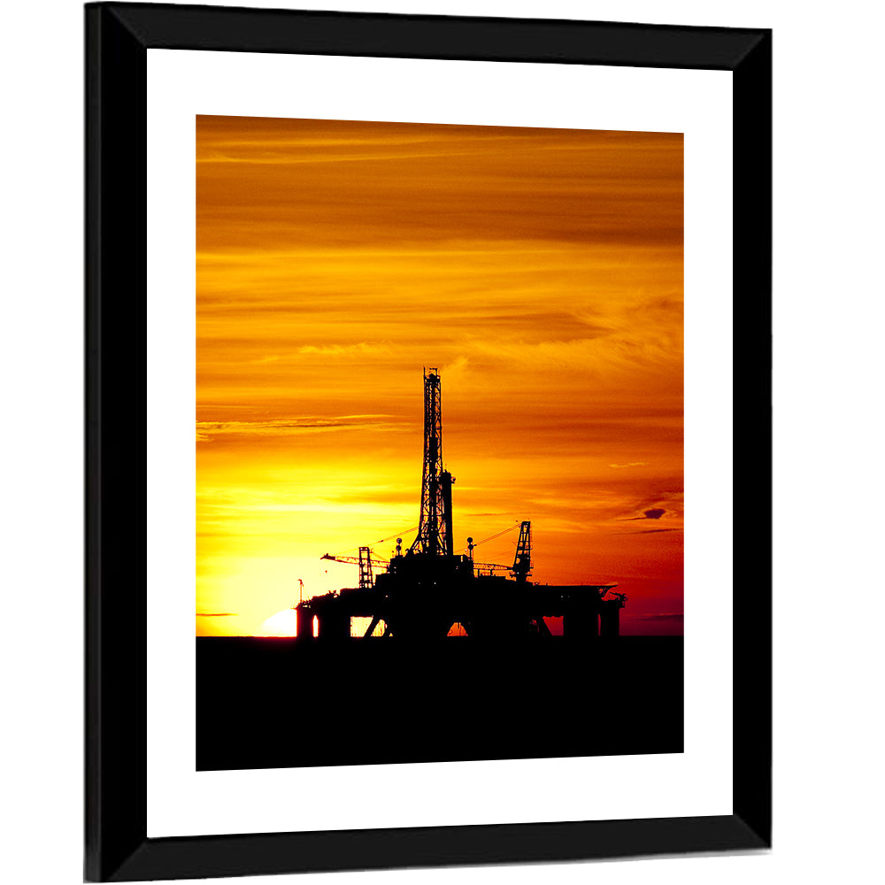 Offshore Oil Rig at Sunset Wall Art
