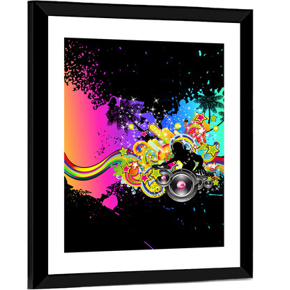 Neon Dj Silhouette Wall Art