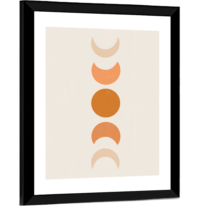 Textured Moon Phases Wall Art as a framed print