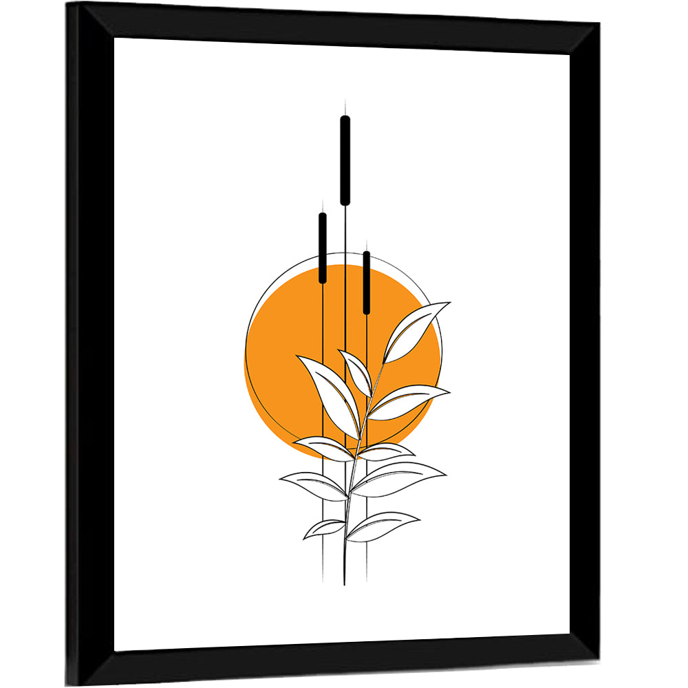 Cattails and Sun Illustration Wall Art