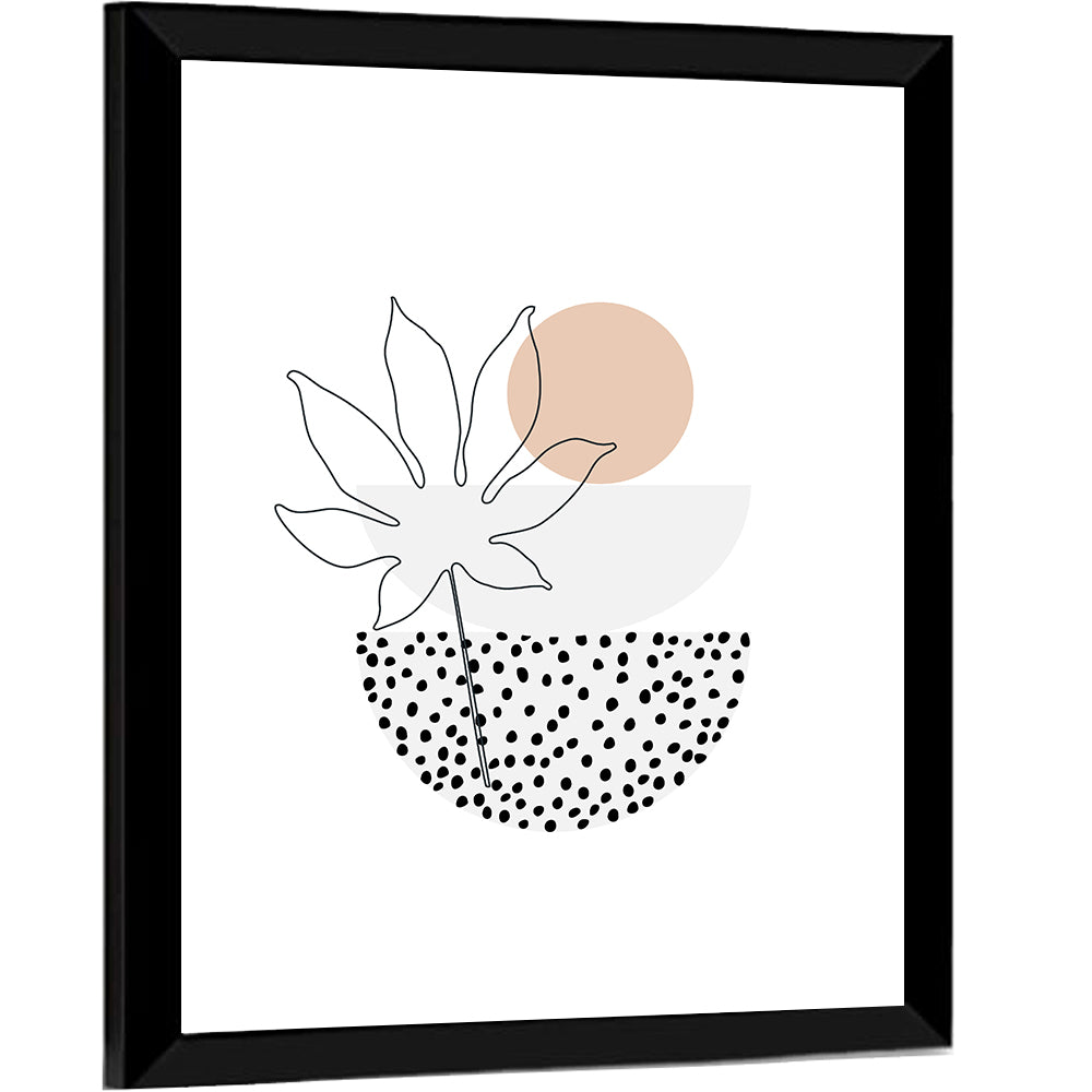Palm Leaf with Peach Circle Illustration Wall Art