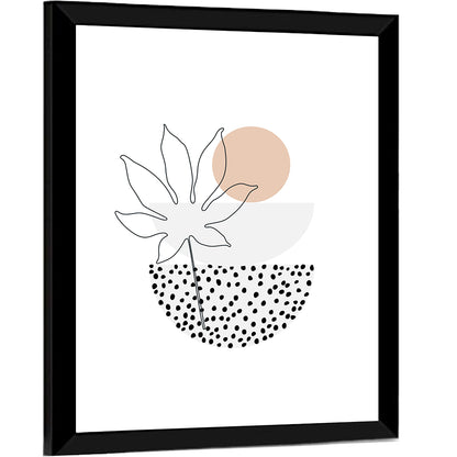 Palm Leaf with Peach Circle Illustration Wall Art