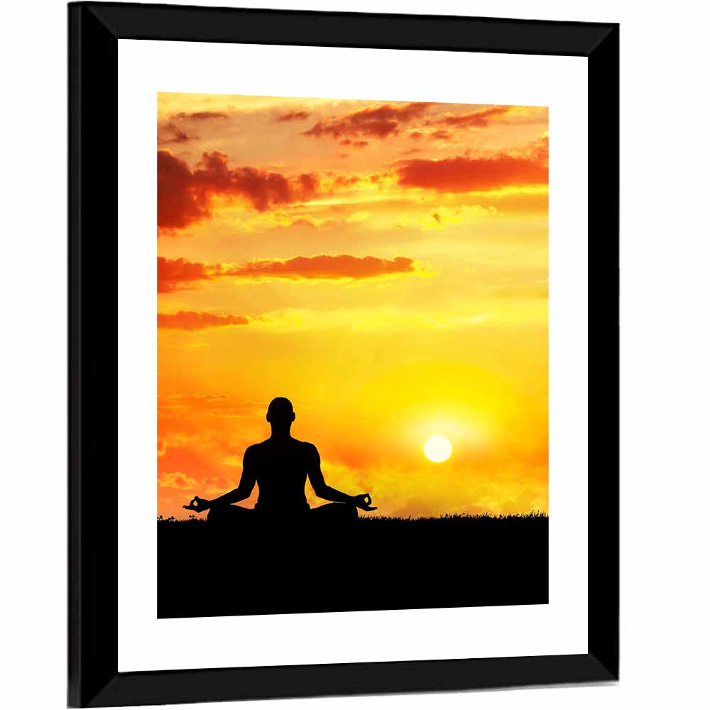 Sunset Yoga Meditation Silhouette Wall Art