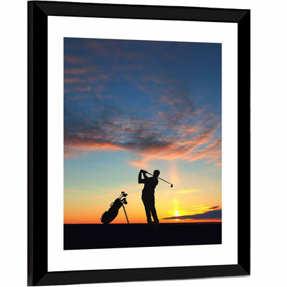 Sunset Golfer Silhouette Wall Art