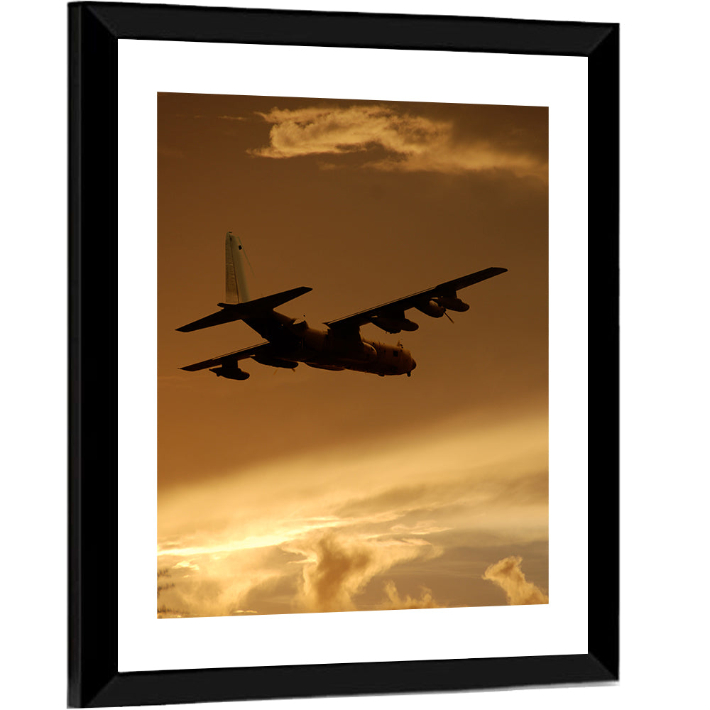Turboprop Military Transport Silhouette Wall Art