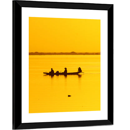 Pirogue at Golden Dusk Wall Art