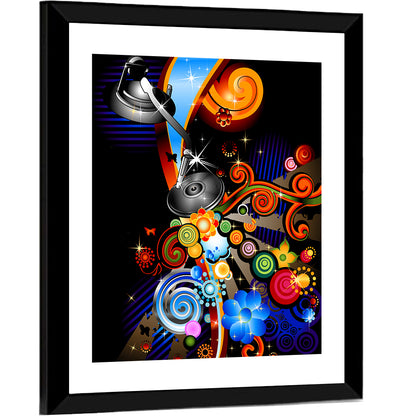 Psychedelic Turntable Illustration Wall Art