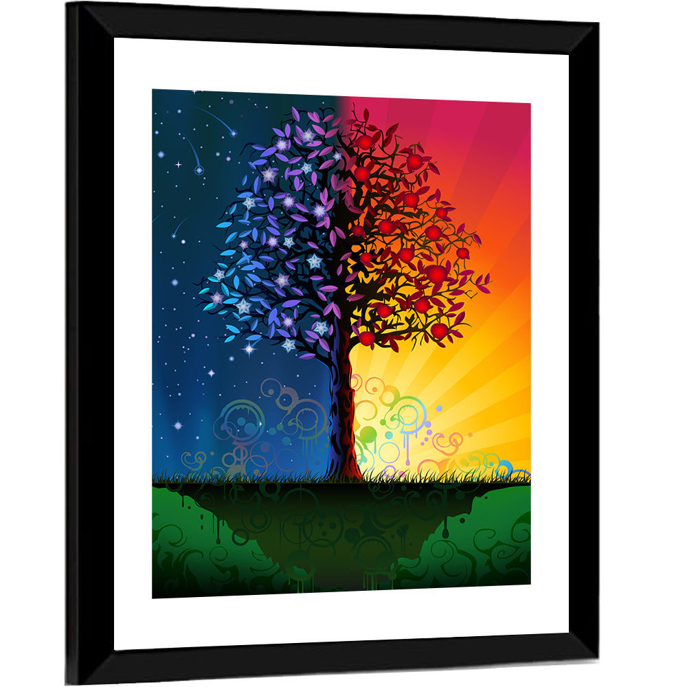 Tree at Day & Night Wall Art