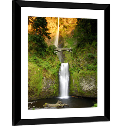 Multnomah Falls at Golden Hour Wall Art