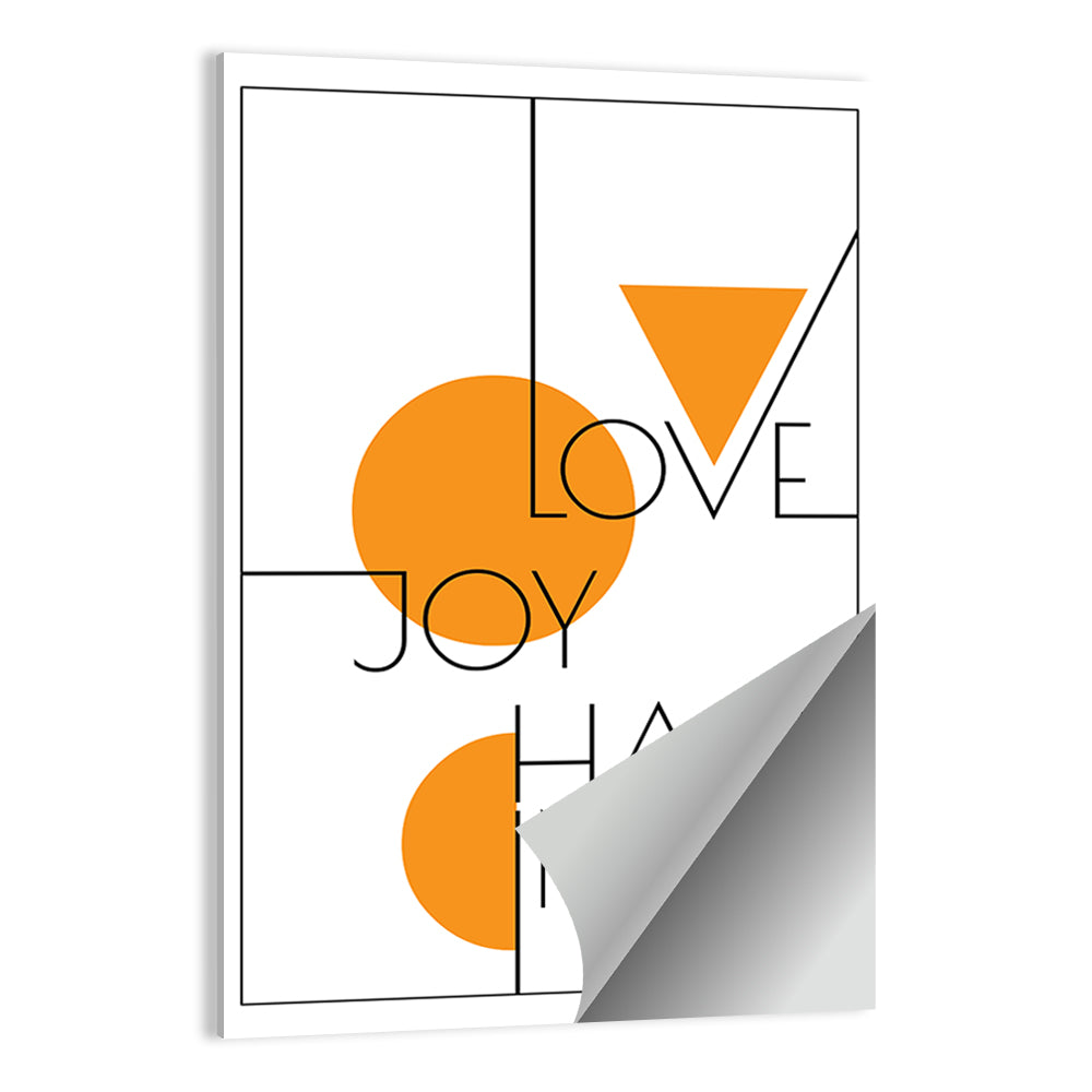 Love Joy Happiness Geometric Typography Wall Art