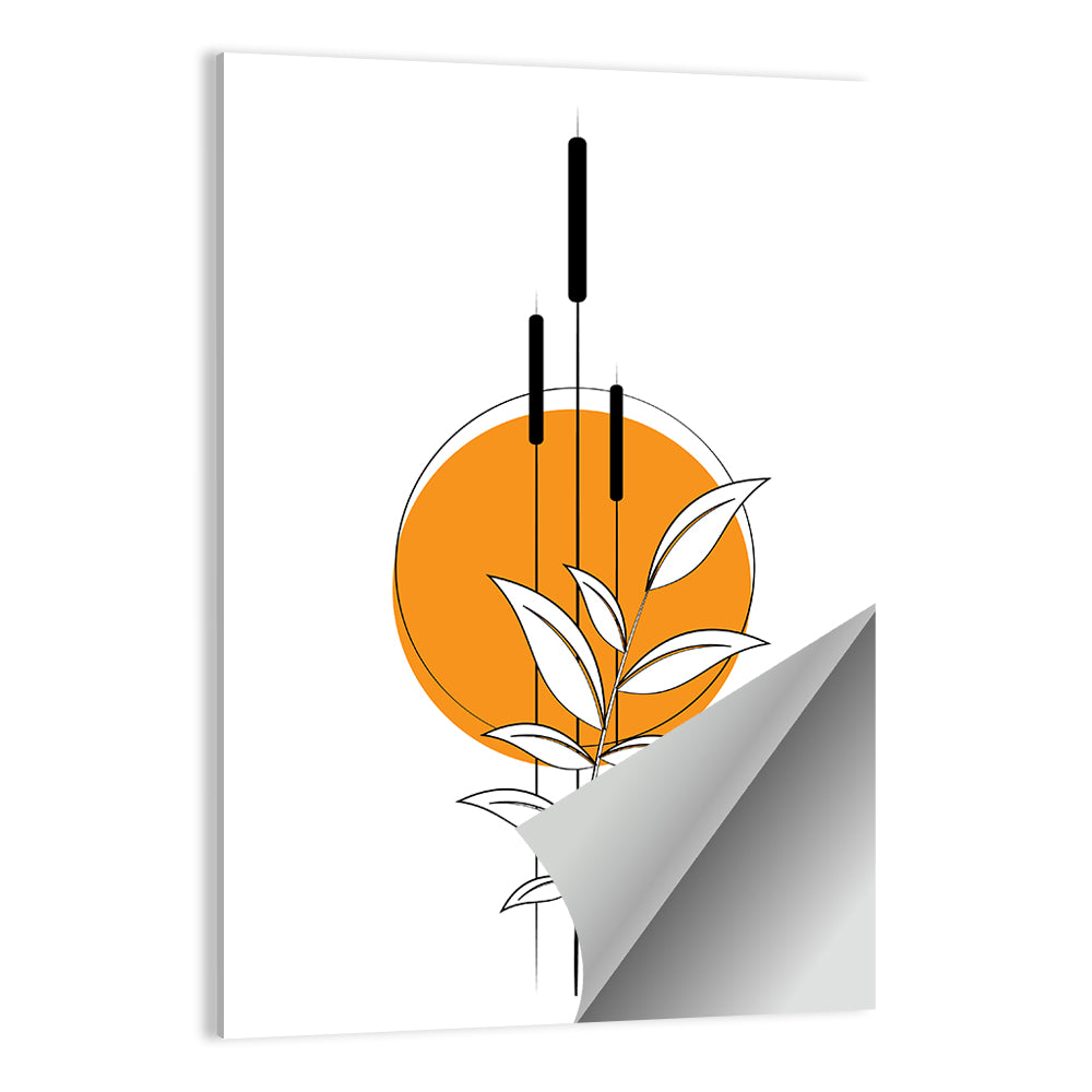 Cattails and Sun Illustration Wall Art