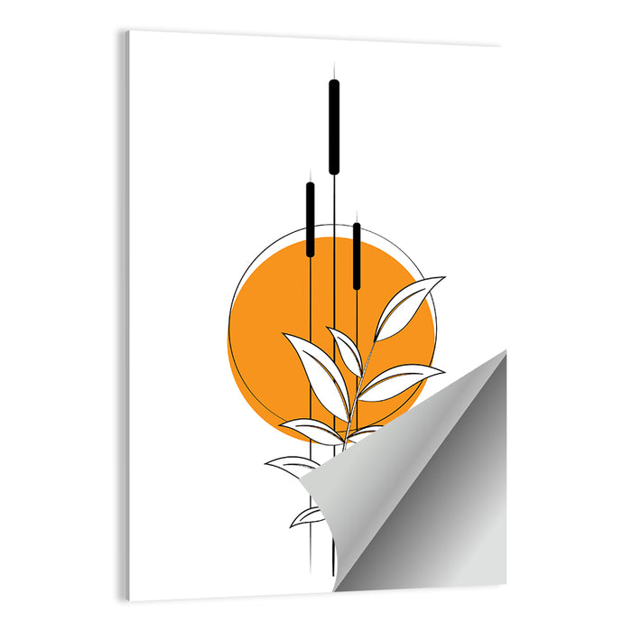 Cattails and Sun Illustration Wall Art as a poster print