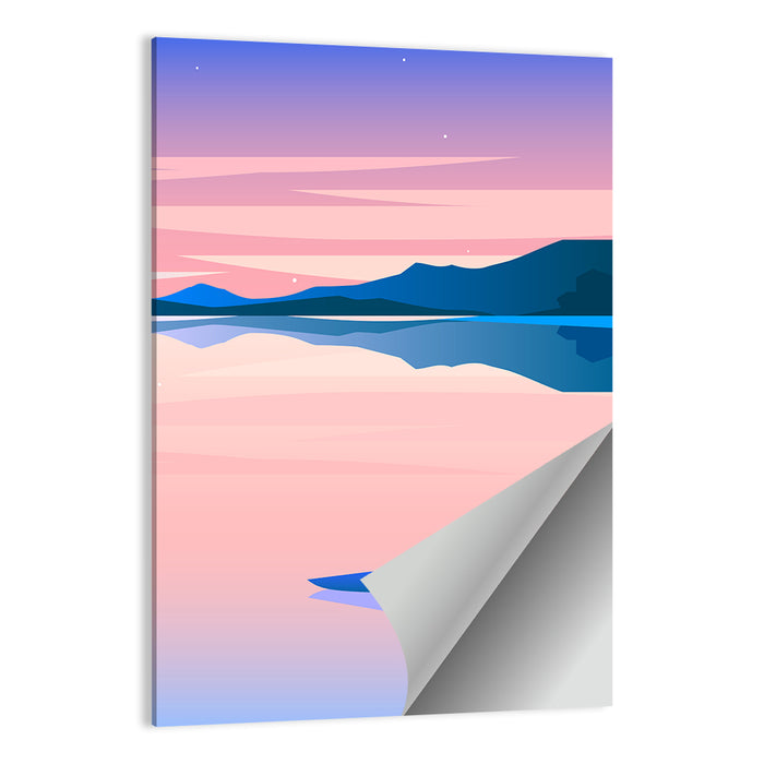 Geometric Lakeside at Dusk Wall Art as a poster print