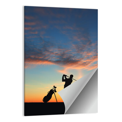 Sunset Golfer Silhouette Wall Art