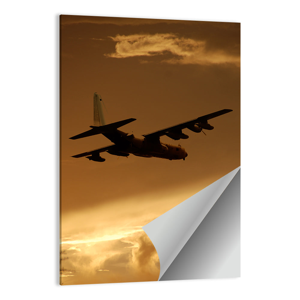 Turboprop Military Transport Silhouette Wall Art